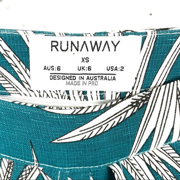 Runaway Australia Womens Tropical Print Thigh Split Pants Palm Tree Green Size 2 - Picture 3 of 10